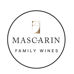 Mascarin Family Wines logo inside a white circle on black.
